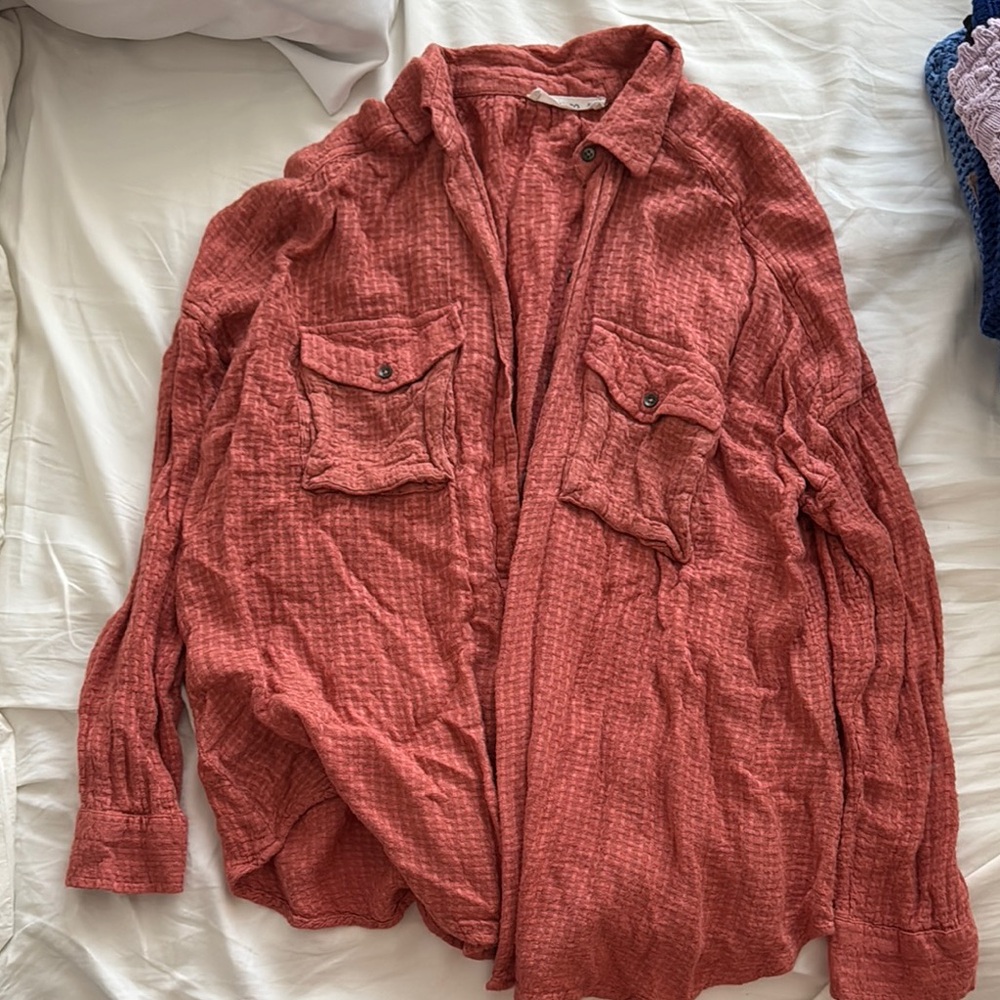 Mango Women's Red Button Down Shirt